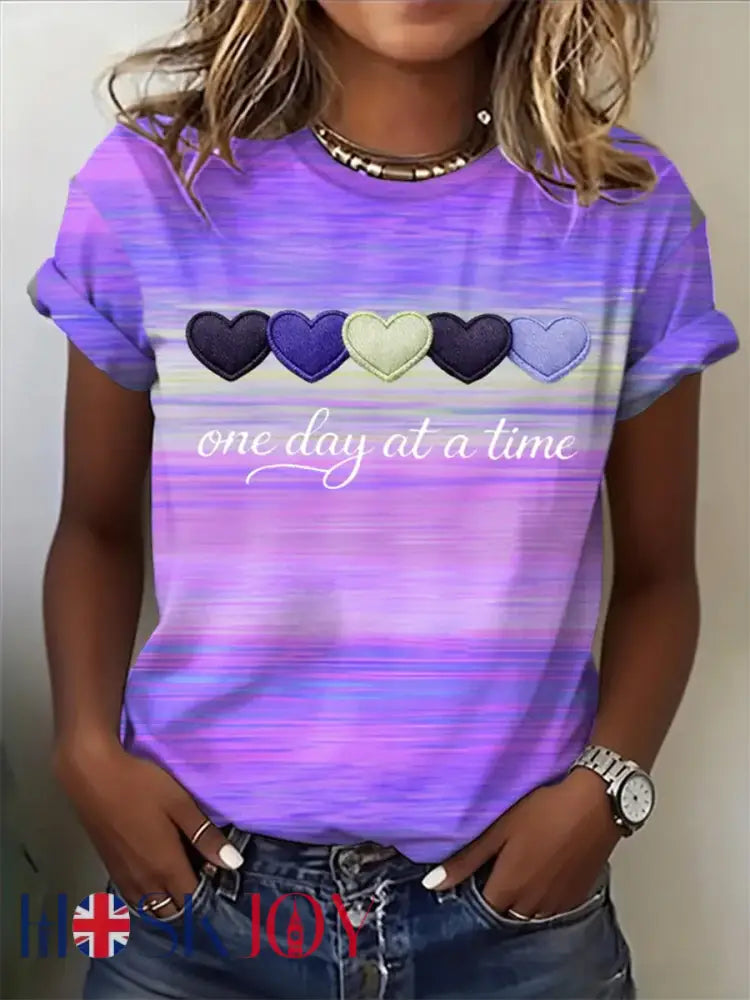 Women’s Alzheimer’s Awareness Support Print Tee - Purple / S