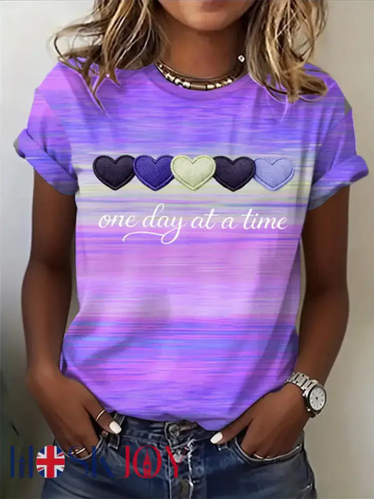 Women’s Alzheimer’s Awareness Support Print Tee - Purple / S