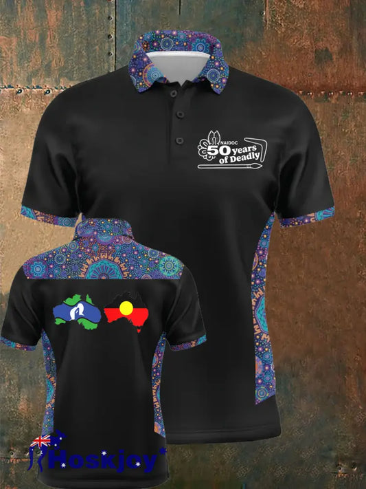 Women’s AU 50 Years of Deadly NAIDOC Week Aboriginal Culture Printed polo T-shirt As picture / S