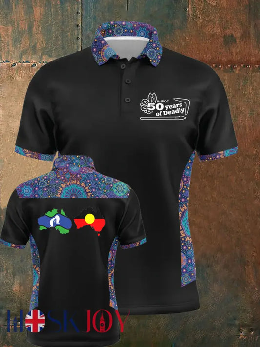 Women’s AU 50 Years of Deadly NAIDOC Week Aboriginal Culture Printed polo T-shirt As picture / S