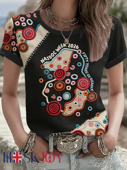 Women’s AU 50 Years of Deadly NAIDOC Week Aboriginal Culture Printed T-Shirt Black / S
