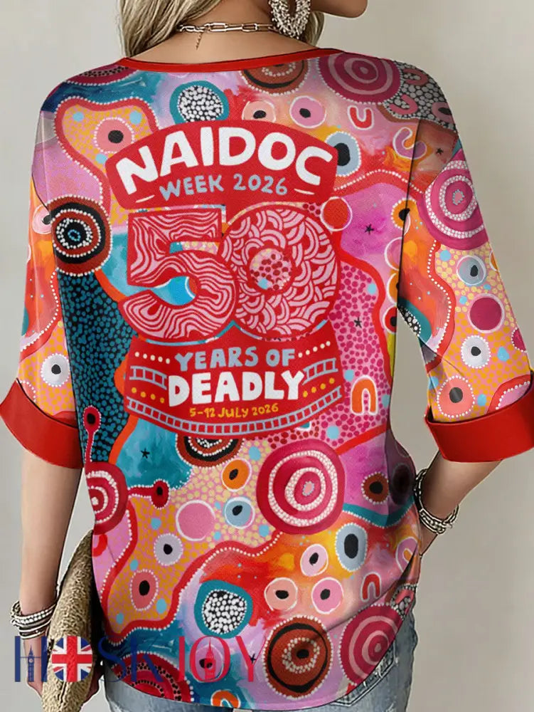 Women’s AU 50 Years of Deadly NAIDOC Week Aboriginal Culture Printed Tops