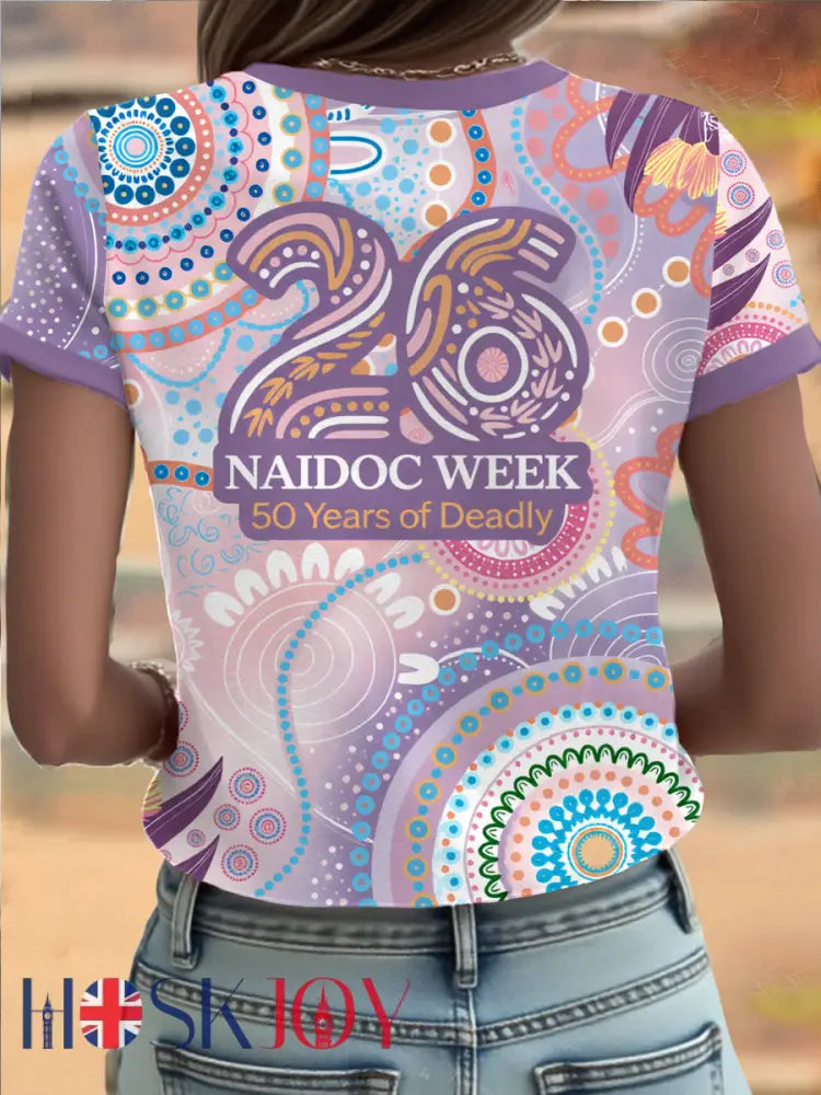 Women’s AU Aboriginal Art NAIDOC Week 50 Years of Deadly Printed T-shirt