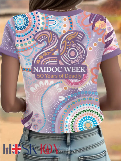 Women’s AU Aboriginal Art NAIDOC Week 50 Years of Deadly Printed T-shirt