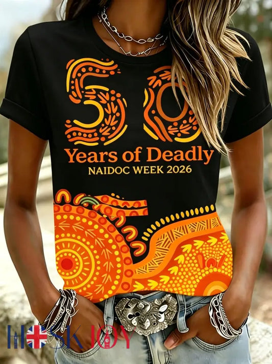 Women’s AU Aboriginal Art NAIDOC Week Printed T-Shirt - Black / S