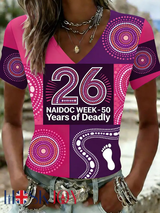 Women’s AU Aboriginal Art NAIDOC Week Printed T-Shirt - Pink / S
