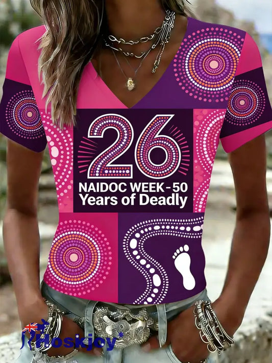 Women’s AU Aboriginal Art NAIDOC Week Printed T-Shirt - Pink / S
