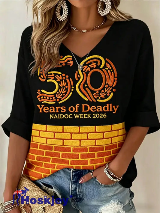 Women’s AU Aboriginal Art NAIDOC Week Printed Top - Black / S