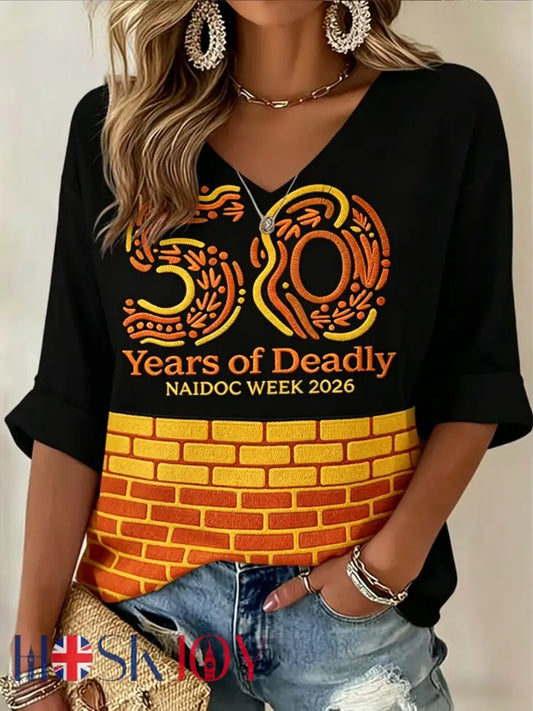 Women’s AU Aboriginal Art NAIDOC Week Printed Top - Black / S