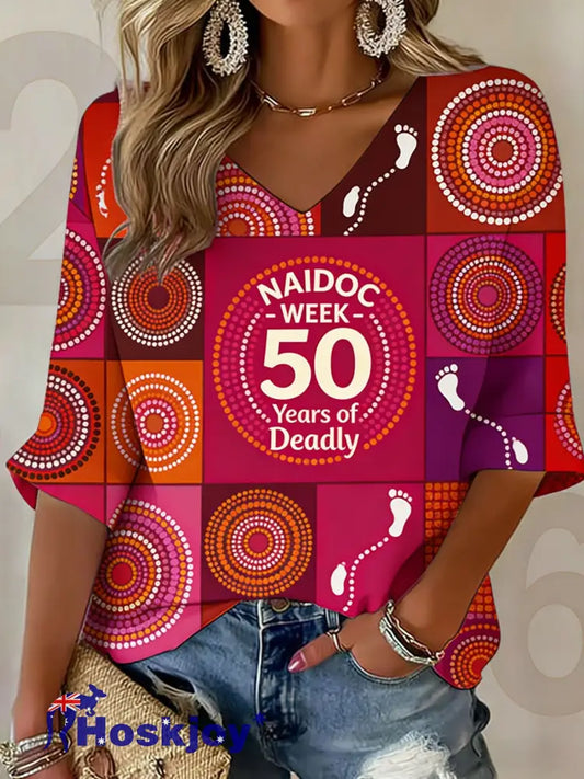 Women’s AU Aboriginal Art NAIDOC Week Printed Top - Pink / S