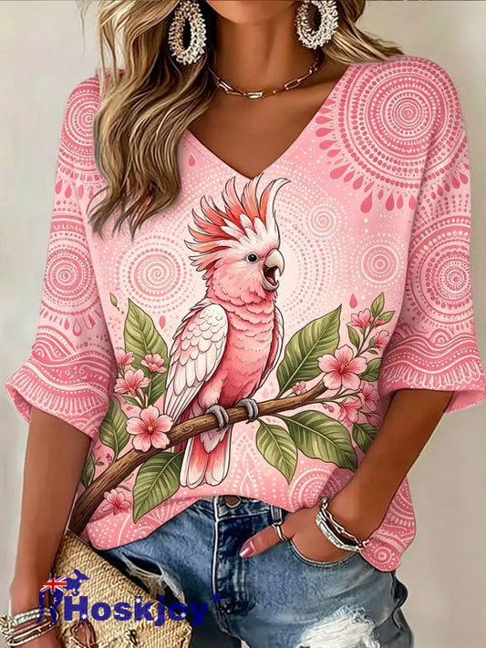 Women’s AU Aboriginal Art NAIDOC Week Printed Tops - Pink / S