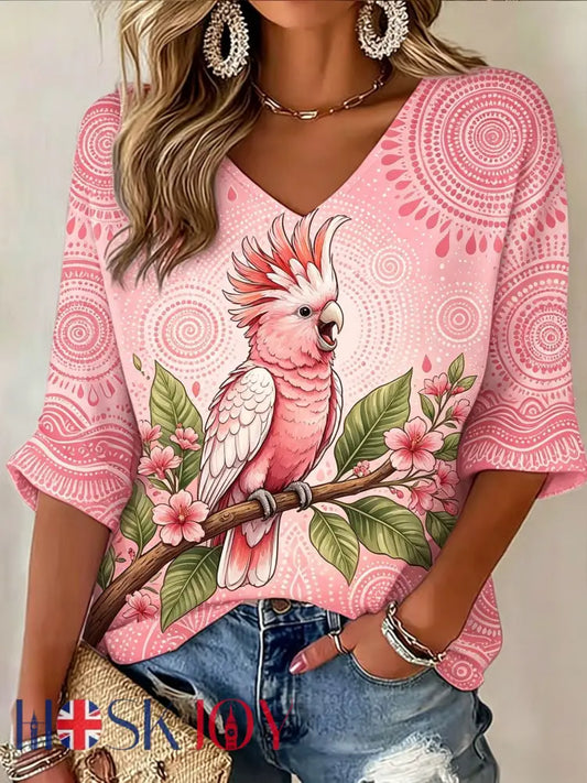 Women’s AU Aboriginal Art NAIDOC Week Printed Tops - Pink / S