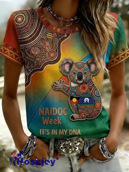 Women’s AU Aboriginal Culture IT’S IN MY DNA Printed T-Shirt - Green / S