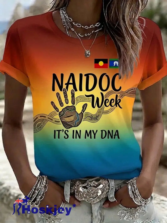 Women’s AU Aboriginal Culture IT’S IN MY DNA Printed T-Shirt - Orange / S