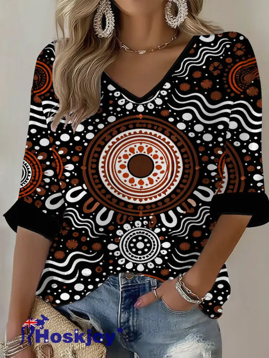 Women’s AU Aboriginal Culture Printed Waffle T-shirt - As picture / S
