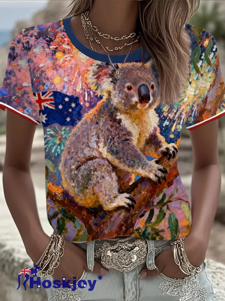 Women’s AU Australia Day Koala Printed T-shirt As picture / S