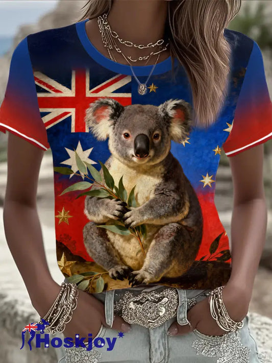 Women’s AU Australia Day Koala Printed T-shirt As picture / S