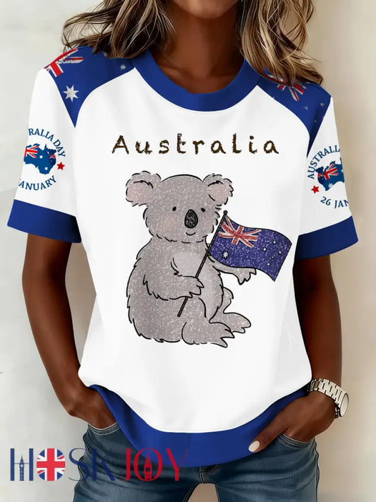 Women’s AU Australia Day Koala Printed T-shirt White / S