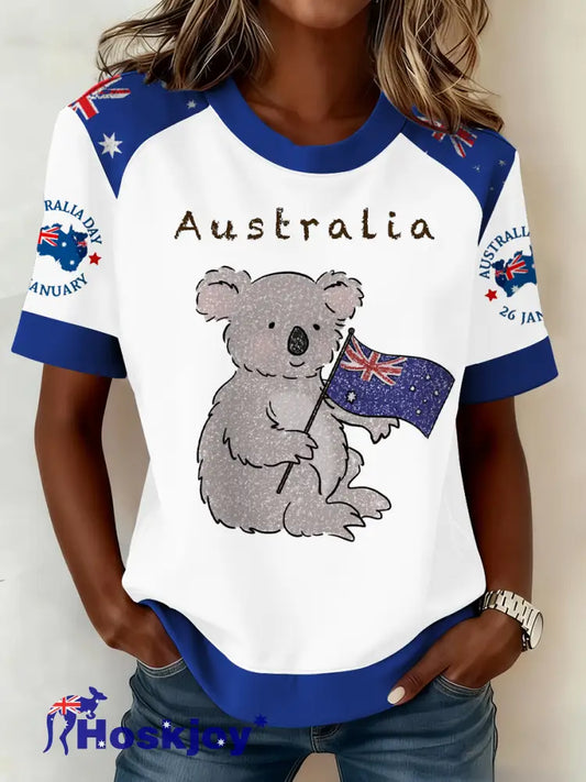 Women’s AU Australia Day Koala Printed T-shirt White / S