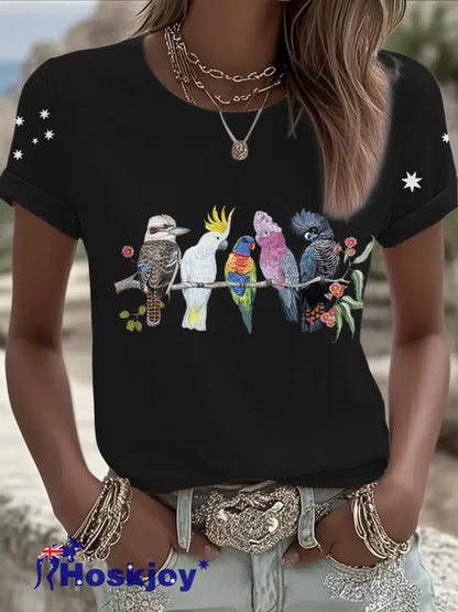 Women’s AU Cockatoo Art Printed T-shirt Black / S