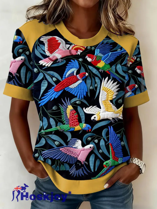 Women’s AU Flag Art Australia Day Printed T-shirt Navy Blue / S