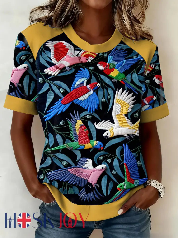 Women’s AU Flag Art Australia Day Printed T-shirt Navy Blue / S