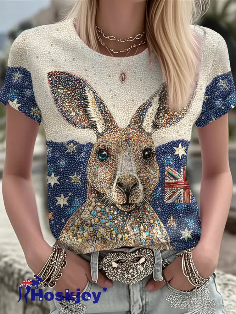 Women’s AU Flag Art Printed T-shirt Apricot / S