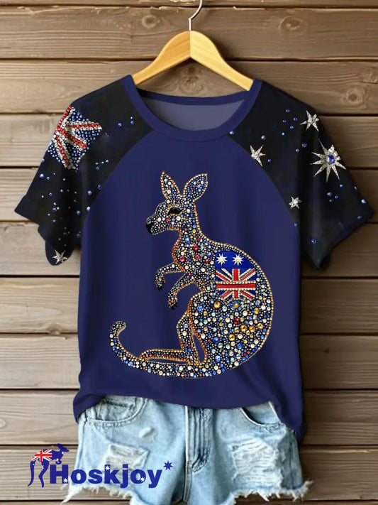 Women’s AU Flag Art Printed T-shirt Navy Blue / S