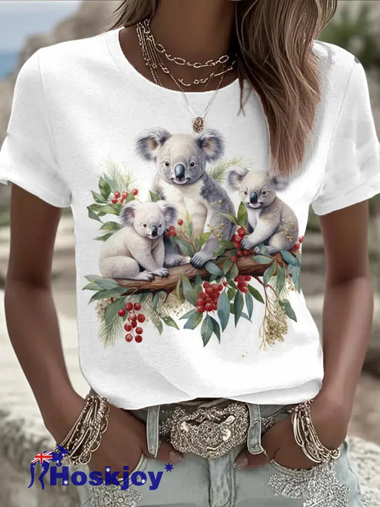Women’s Aussie Down Under Christmas Printed T-Shirt White / S