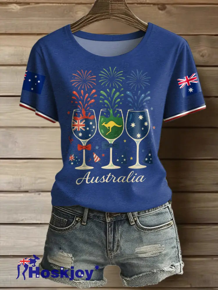 Women’s Aussie Proud Australia Flag Art Printed T-shirt Blue / S