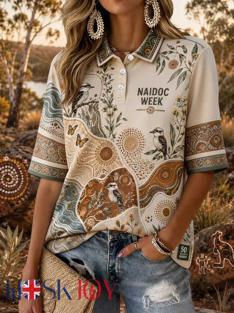Women’s Australia Aboriginal Culture NAIDOC Week Printed Casual Tops - As picture / S