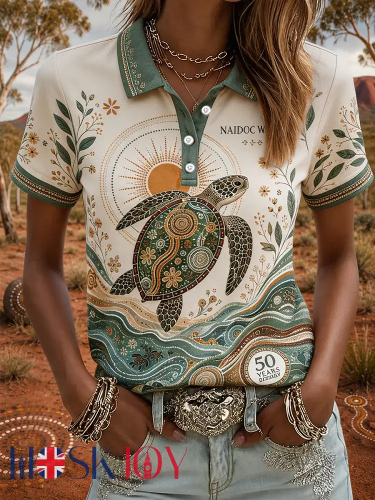 Women’s Australia Aboriginal Culture NAIDOC Week Printed Casual Tops - As picture / S