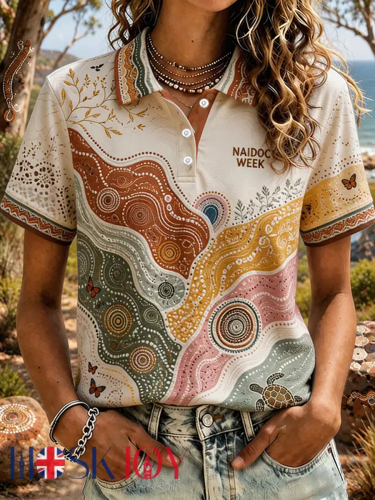 Women’s Australia Aboriginal Culture NAIDOC Week Printed Casual Tops - As picture / S