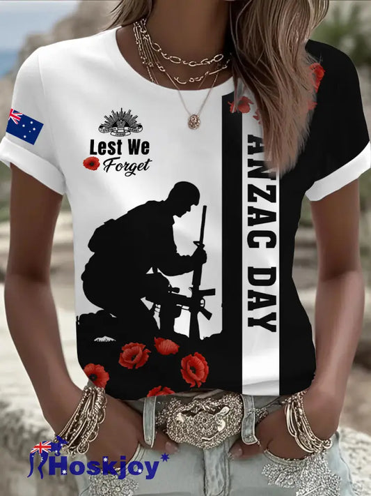 Women’s Australia Anzac Day Lest We Forget Short Sleeve T-shirt As picture / S