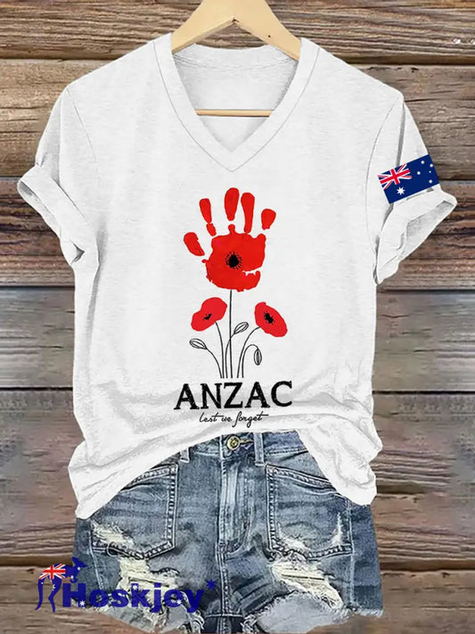 Women’s Australia Anzac Day Lest We Forget Short Sleeve T-shirt White / S