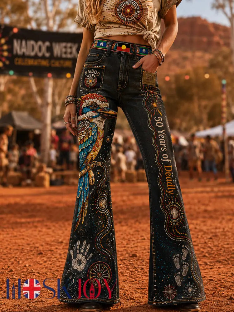 Women’s Australia Naidoc Week Art Print Flared Trousers - A / S