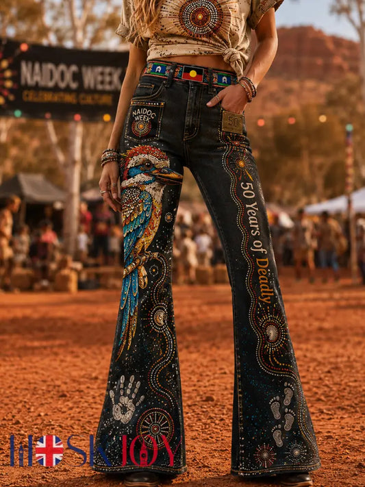 Women’s Australia Naidoc Week Art Print Flared Trousers - A / S