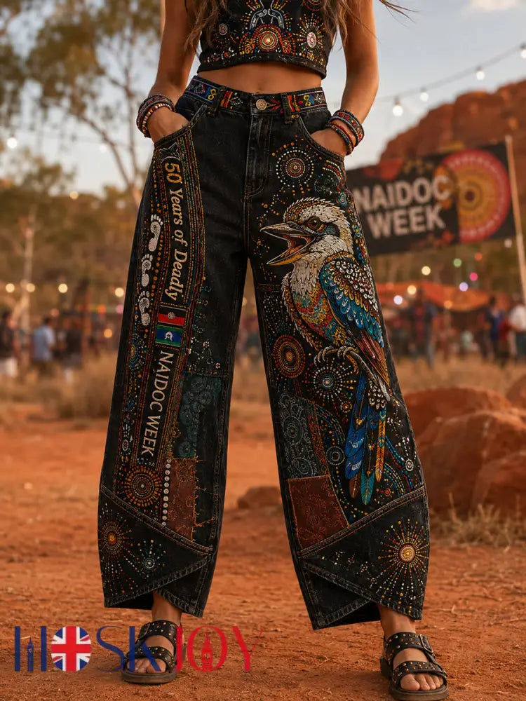 Women’s Australia Naidoc Week Art Print Flared Trousers - A / S