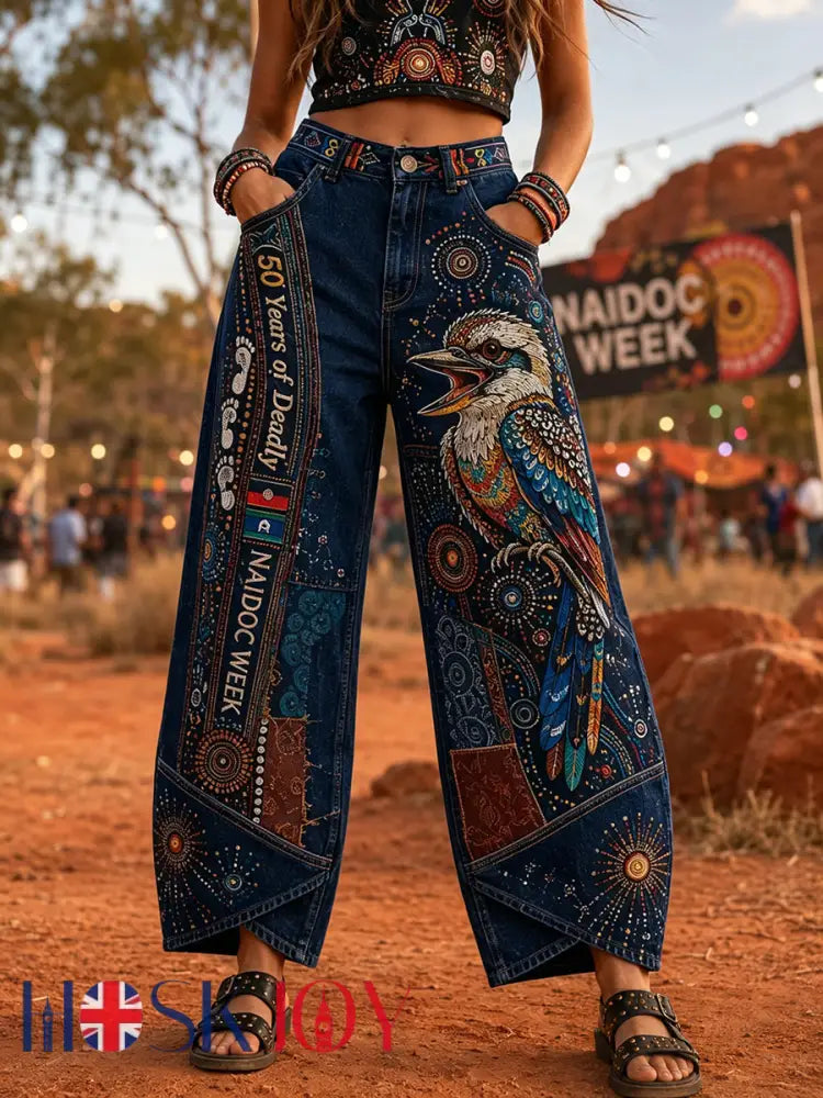 Women’s Australia Naidoc Week Art Print Flared Trousers - B / S