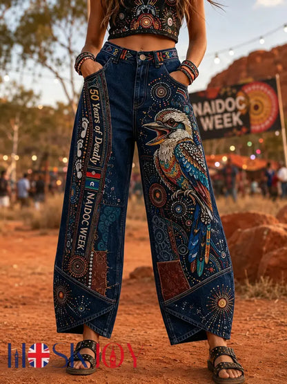 Women’s Australia Naidoc Week Art Print Flared Trousers - B / S