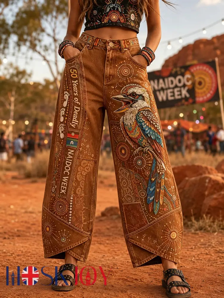 Women’s Australia Naidoc Week Art Print Flared Trousers - C / S
