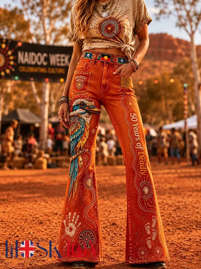 Women’s Australia Naidoc Week Art Print Flared Trousers - C / S