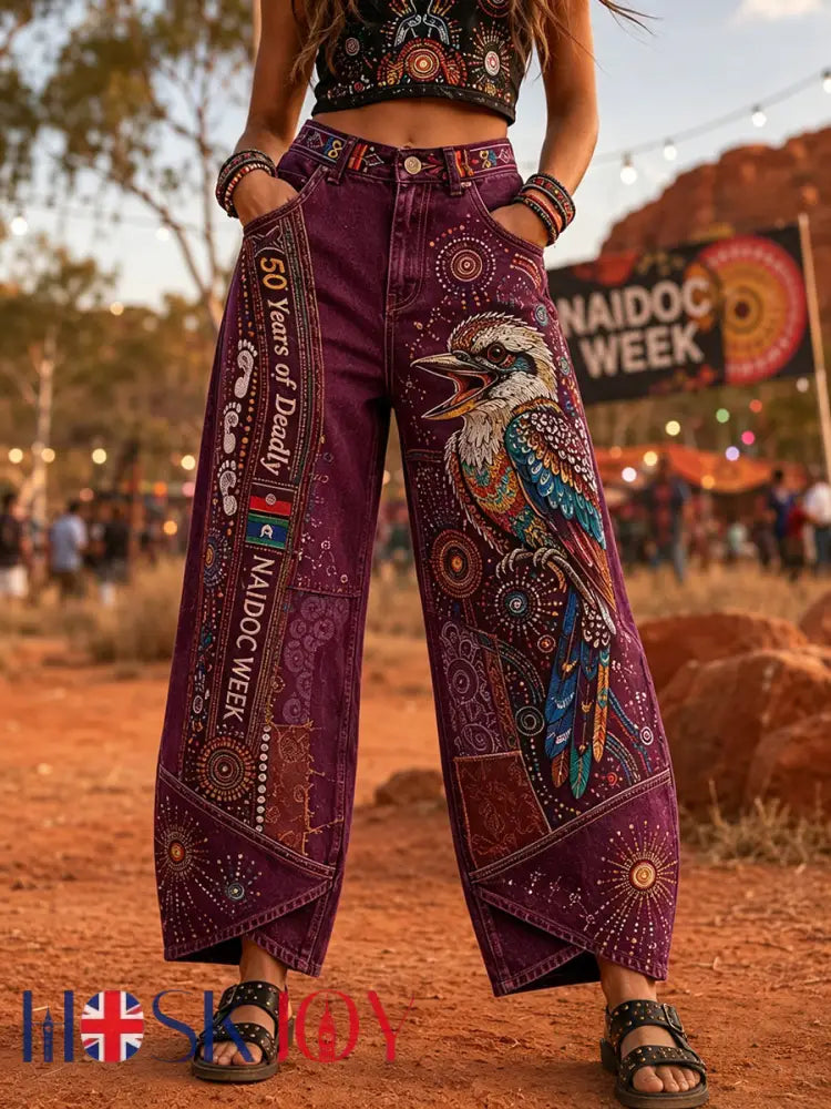 Women’s Australia Naidoc Week Art Print Flared Trousers - F / S