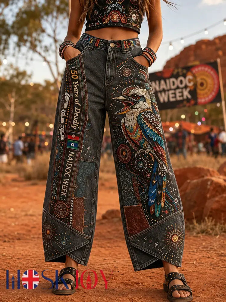 Women’s Australia Naidoc Week Art Print Flared Trousers - G / S