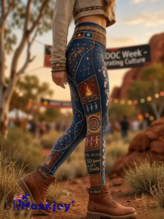 Women’s Australia Naidoc Week High-Waisted Slim Fit Casual Leggings - A / S
