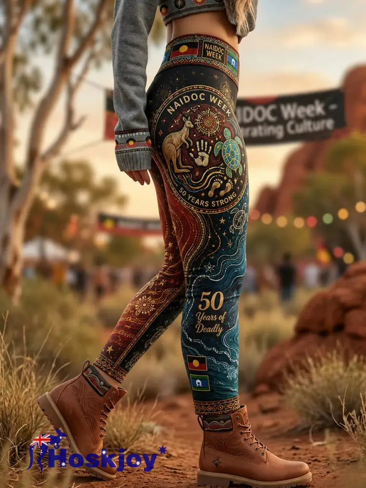 Women’s Australia Naidoc Week High-Waisted Slim Fit Casual Leggings - A / S
