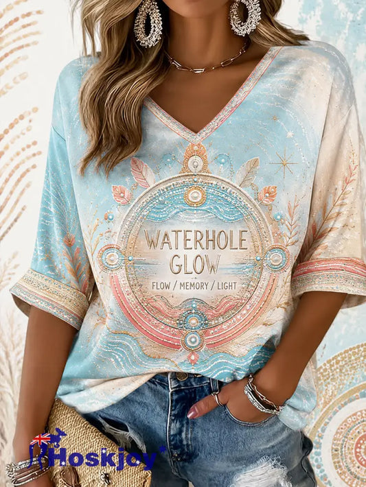 Women’s Australian Aboriginal Culture Art Printed Tops - As picture / S