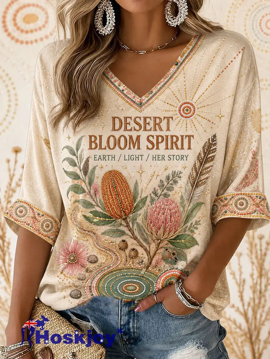 Women’s Australian Aboriginal Culture Art Printed Tops - As picture / S
