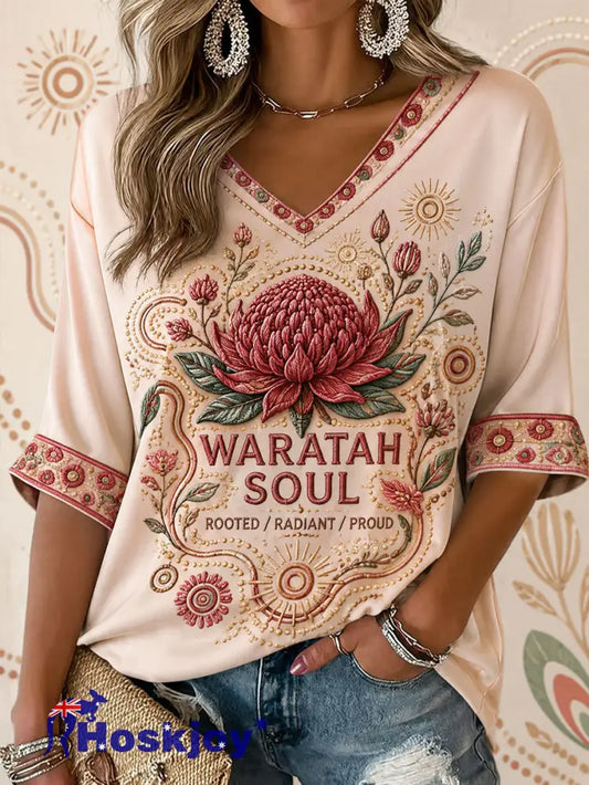 Women’s Australian Aboriginal Culture Art Printed Tops - As picture / S