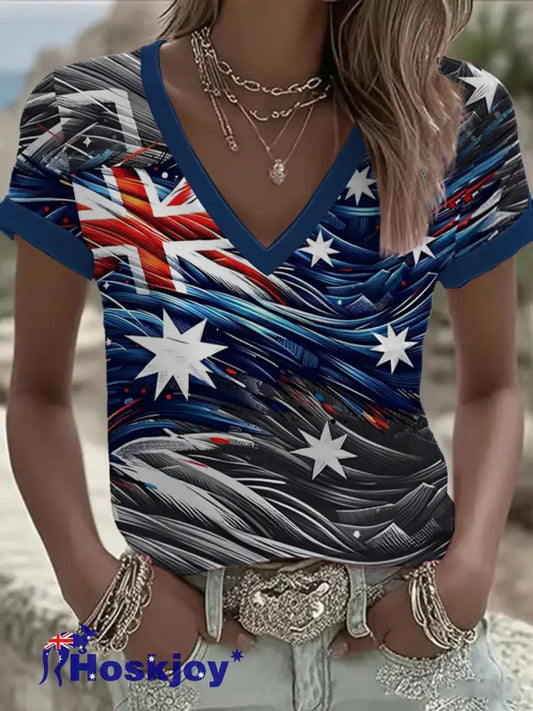 Women’s Australian Flag Half-Sleeve T-Shirt Navy Blue / S